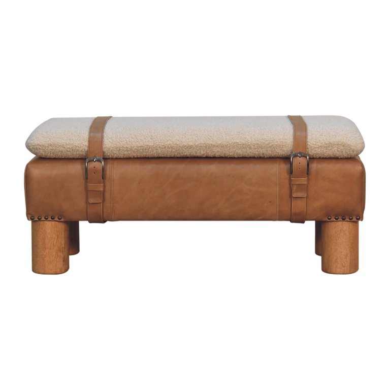 Strapped Cyclinder Bench - Brown