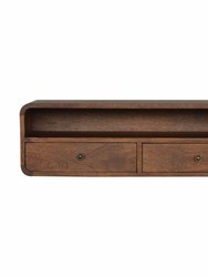 Wall Mounted 2 Drawer Console Table - Dark Brown
