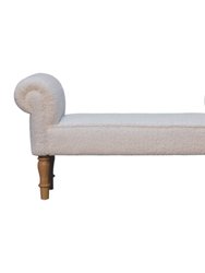 White Boucle Bedroom Bench - Cream