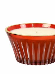 Crystal Candles: Scented Soy Candle in Hand Engraved Red Crystal Cup - Christmas Tree Scent