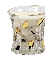 Crystal Candles: Unscented Soy Candle in Crystal Cup Gold and Platinum Hand Decorated