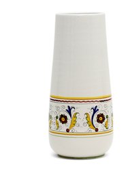 Deruta Bella Conica: Large Conic Vase - Perugino Design - White