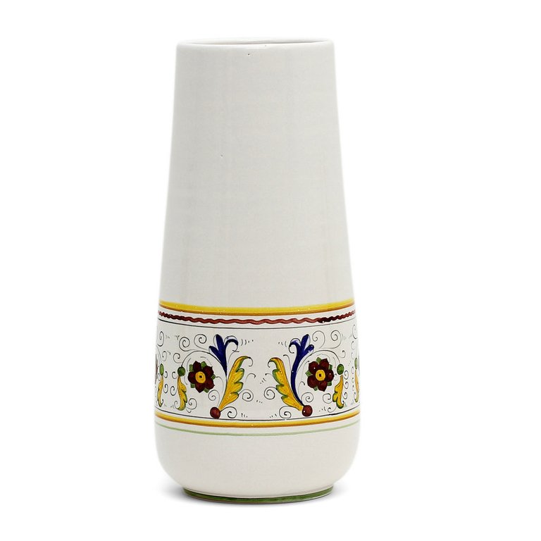 Deruta Bella Conica: Large Conic Vase - Perugino Design - White