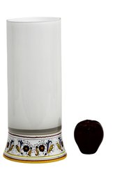 Deruta Bella Vetro: Cylindrical Glass Vase On Ceramic Base Perugino Design