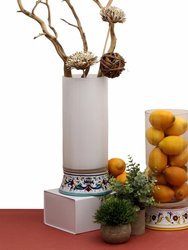 Deruta Bella Vetro: Cylindrical Glass Vase on Ceramic Base Ricco Deruta Design