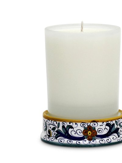 Artistica - Deruta of Italy Deruta Candles: Frosted Glass & Deruta Ceramic Base Candle ~ Ricco Deruta Design product