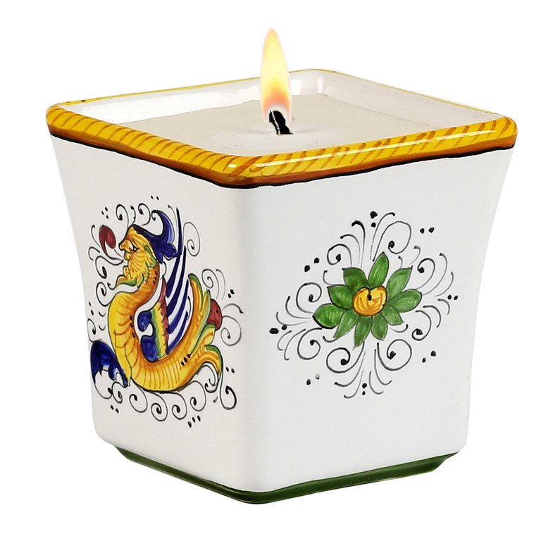 Deruta Candles: Square Flared Candle Raffaellesco Design