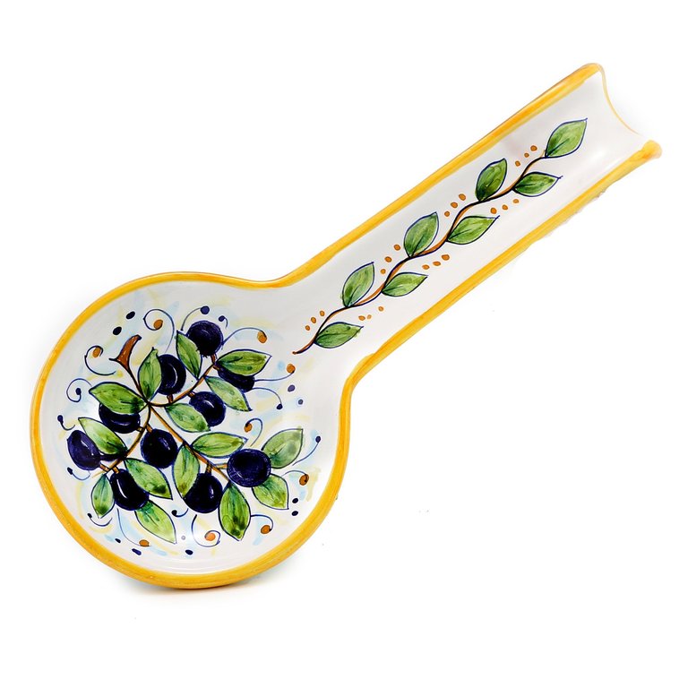 Deruta: Spoon Rest Olive (Also Wall Hung)