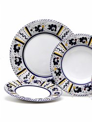 Orvieto Blue Rooster: 4 Pieces Place Setting - White Center