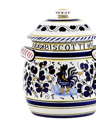 Orvieto Blue Rooster: Bundle With Utensil Holder + Olive Oil Dispenser + Biscotti Jar