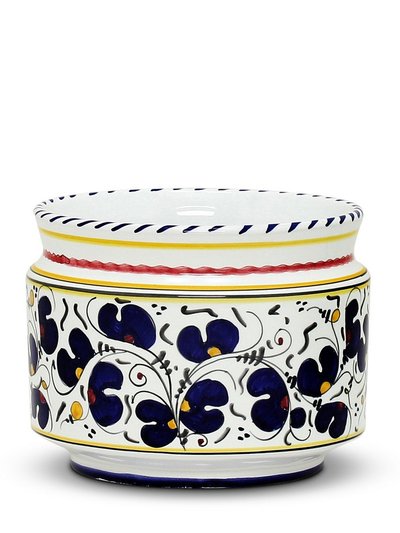 Artistica - Deruta of Italy Orvieto Blue Rooster: Cylindrical Cover Pot - Cachepot Planter (Small) product