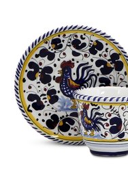 Orvieto Blue Rooster: Espresso Cup and Saucer