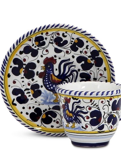 Artistica - Deruta of Italy Orvieto Blue Rooster: Espresso Cup and Saucer product