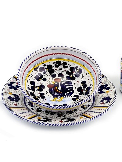 Artistica - Deruta of Italy Orvieto Blue Rooster: Pre Pack Dinner Plate + Coupe Bowl + Mug product