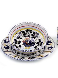Orvieto Blue Rooster: Pre Pack Dinner Plate + Coupe Bowl + Mug