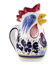 Orvieto Blue Rooster: Rooster of Fortune Pitcher (1 Liter 34 Oz 1 Qt)