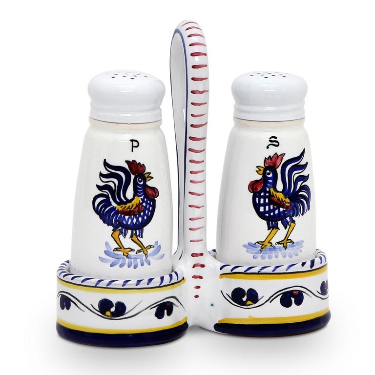 Orvieto Blue Rooster: Salt And Pepper Cruet