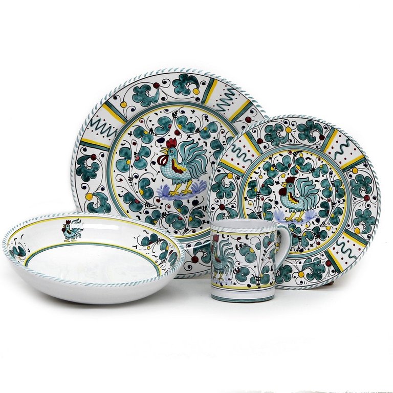 Orvieto Green Rooster: 4 Pieces Place Setting