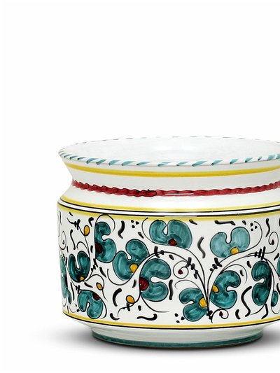 Artistica - Deruta of Italy Orvieto Green Rooster: Cylindrical Cover Pot - Cachepot Planter (Small) product
