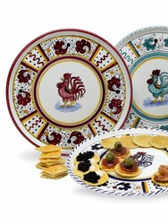 Orvieto Green Rooster: Deruta Pizza Plate - Cake Or Cheese Platter.