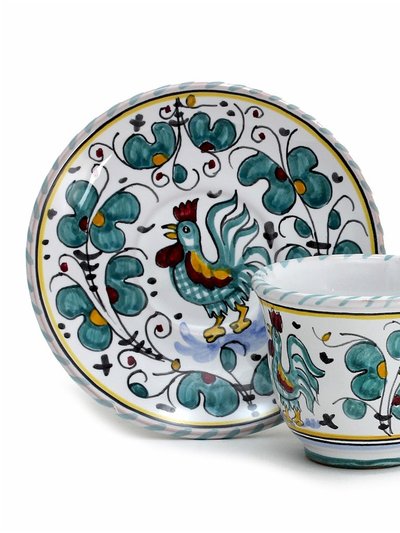 Artistica - Deruta of Italy Orvieto Green Rooster: Espresso Cup and Saucer product
