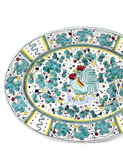 Artistica - Deruta of Italy Orvieto Green Rooster: Large Oval Platter product