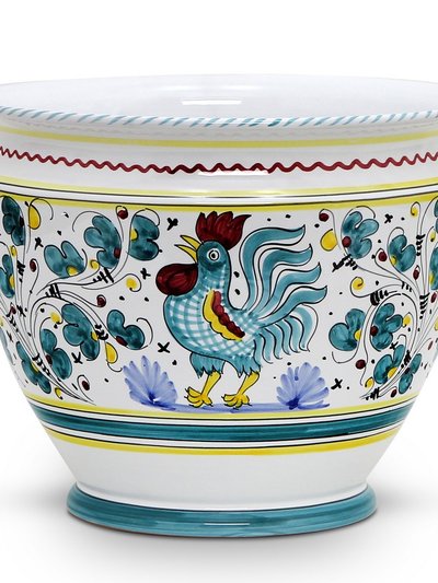 Artistica - Deruta of Italy Orvieto Green Rooster: Luxury Cachepot Planter Large product