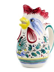 Orvieto Green Rooster: Rooster of Fortune Pitcher (1 Liter 34 Oz 1 Qt) - Green