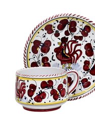 Orvieto Red Rooster: Cup and Saucer - Multicolor