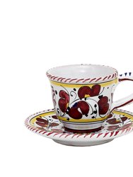 Orvieto Red Rooster: Espresso Cup and Saucer