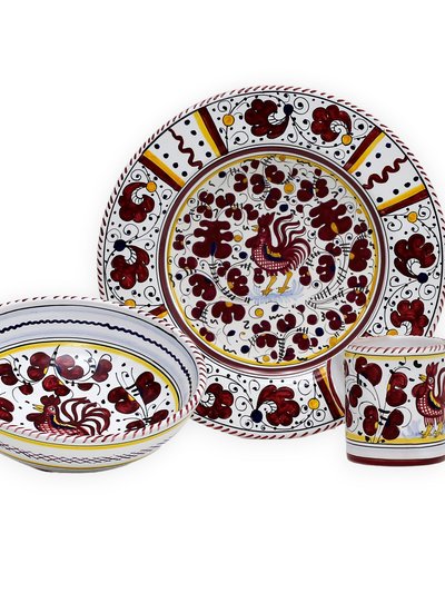 Artistica - Deruta of Italy Orvieto Red Rooster: Pre Pack Dinner Plate + Coupe Bowl + Mug product
