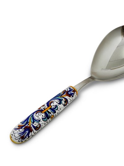 Artistica - Deruta of Italy Ricco Deruta Deluxe: Ceramic Handle Serving 'Risotto' Spoon Ladle With 18/10 Stainless Steel Cutlery. product