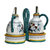 Ricco Deruta Deluxe: Oil and Vinegar cruets set with caddy (New)