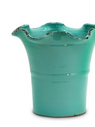 Scavo Giardini Garden: Large Planter Vase with Fluted Rim Aqua Tiffany - Teal