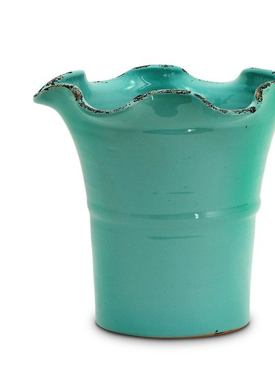 Artistica - Deruta of Italy Scavo Giardini Garden: Large Planter Vase with Fluted Rim Aqua Tiffany product