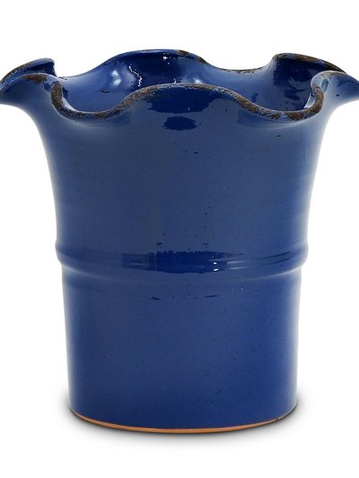 Artistica - Deruta of Italy Scavo Giardini Garden: Large Planter Vase With Fluted Rim 'aviator' Dark Blue product