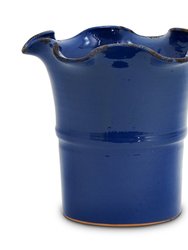 Scavo Giardini Garden: Large Planter Vase With Fluted Rim 'aviator' Dark Blue
