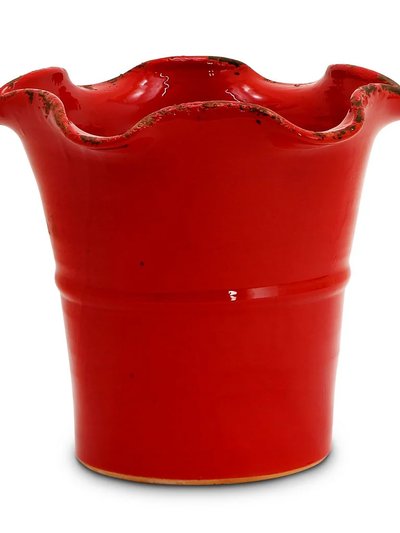 Artistica - Deruta of Italy Scavo Giardini Garden: Large Planter Vase With fluted Rim Red product