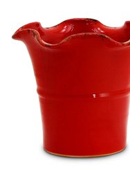 Scavo Giardini Garden: Large Planter Vase With fluted Rim Red