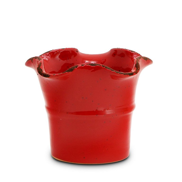 Scavo Giardini Garden: Medium Planter Vase With fluted Rim Red