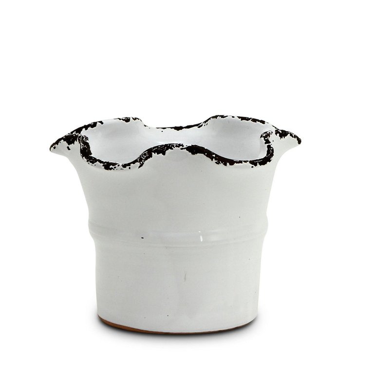 Scavo Giardini Garden: Medium Planter Vase With fluted Rim White