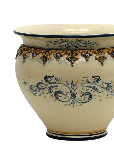 Artistica - Deruta of Italy Sofia Tricolore: Round Cachepot/Planter With Bass Relief Decoration product