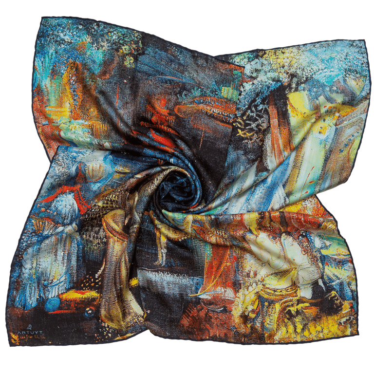 Silk Scarf "Moushtaid-Whispers of Kura"