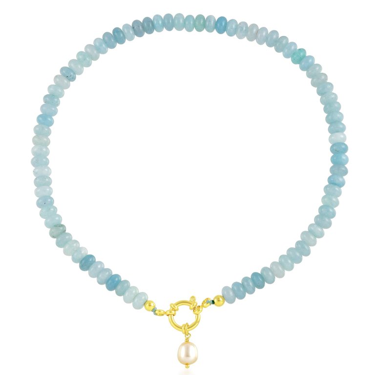 Aquamarine Beaded Necklace - Gold Vermeil