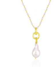 Baroque Pearl Charm Beaded Necklace - Gold Vermeil - Gold
