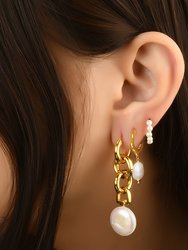 Baroque Pearl Disc Earring Gold Vermeil