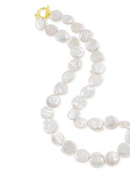 Baroque Pearl Disc Necklace - Gold Vermeil