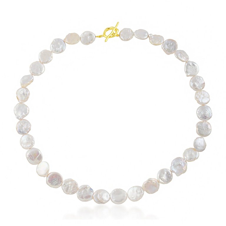 Baroque Pearl Disc Necklace - Gold Vermeil - Gold