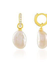 Baroque Pearl Drop Huggies (Gold Vermeil)