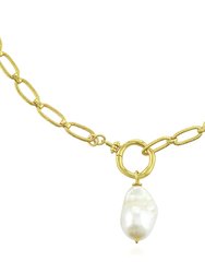 Baroque Pearl Textured Link Necklace - Gold Vermeil